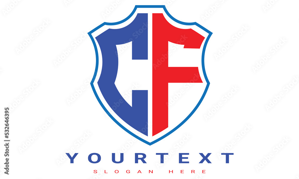 Fototapeta premium CF Two letters shield logo design.
