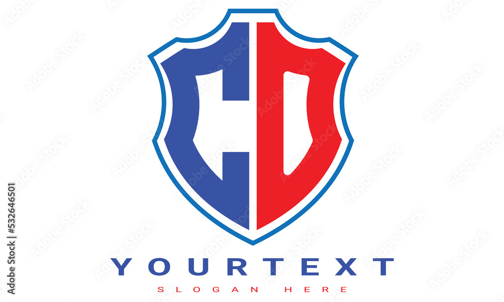 Fototapeta premium CO Two letters shield logo design.