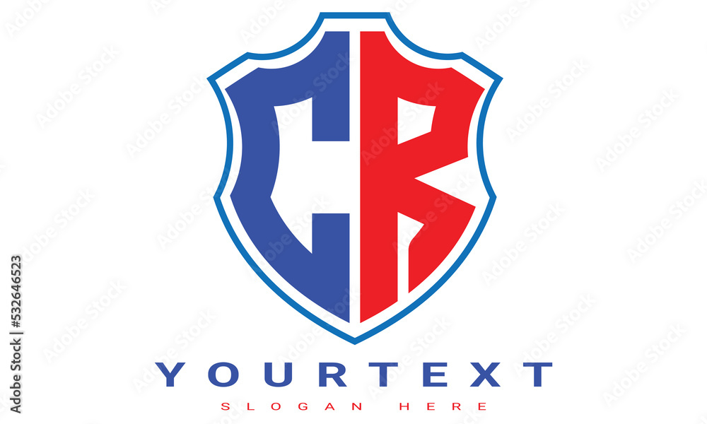 Fototapeta premium CR Two letters shield logo design.