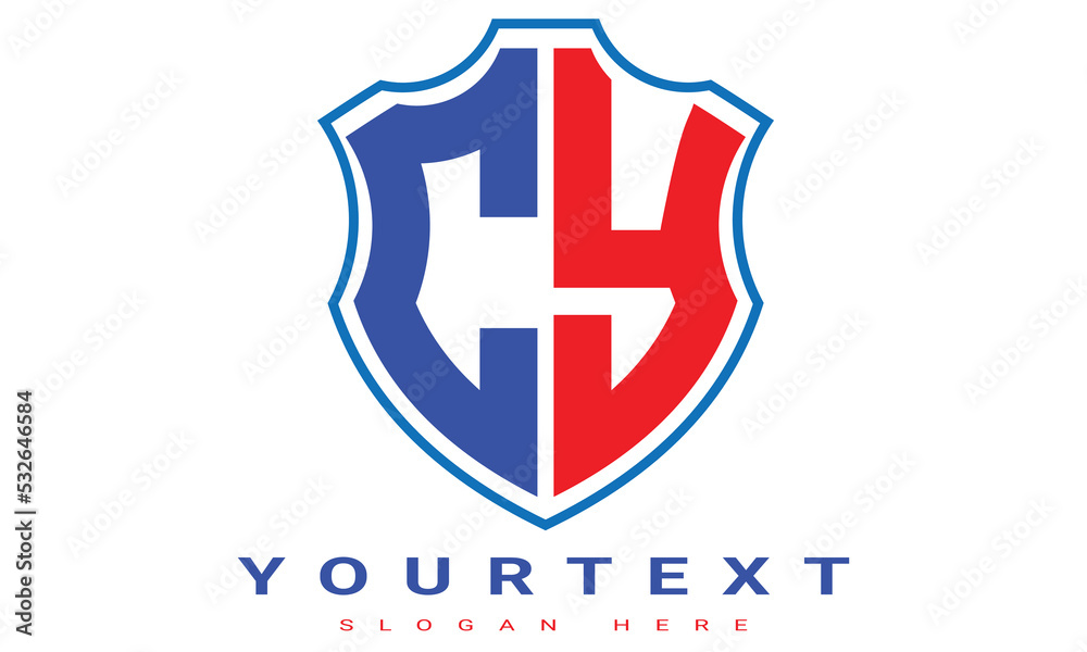 Fototapeta premium CY Two letters shield logo design.