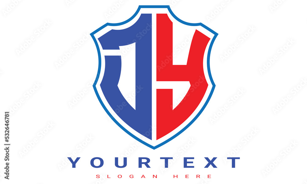 Fototapeta premium DY Two letters shield logo design.