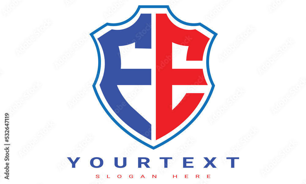 Fototapeta premium FE Two letters shield logo design.
