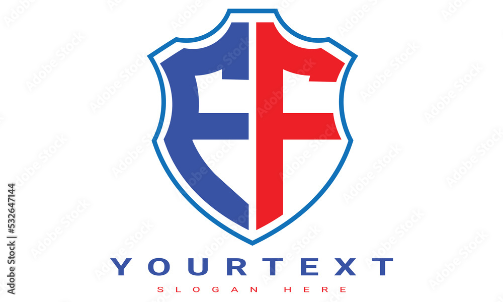 Fototapeta premium FF Two letters shield logo design.