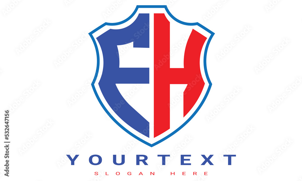 Fototapeta premium FH Two letters shield logo design.