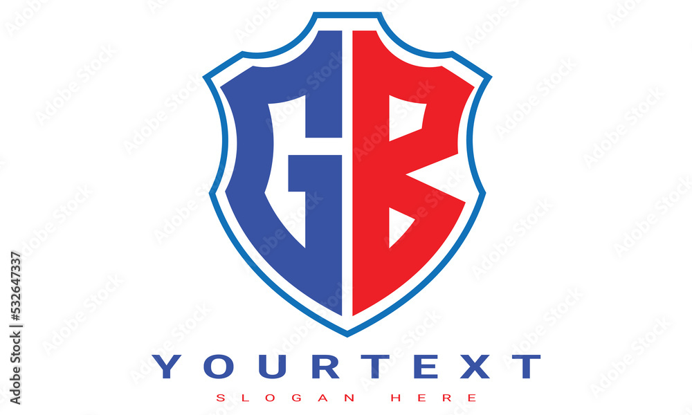 Fototapeta premium GB Two letters shield logo design.