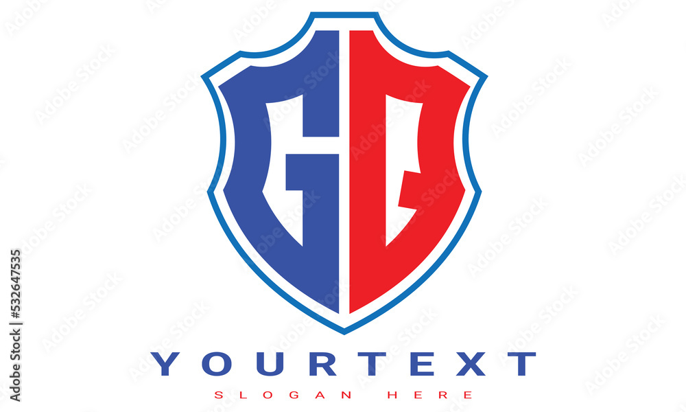 Fototapeta premium GQ Two letters shield logo design.