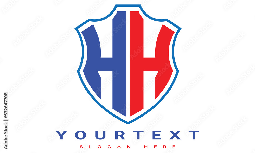 Fototapeta premium HH Two letters shield logo design.