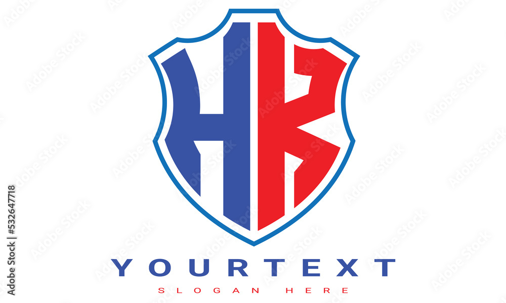 Fototapeta premium HK Two letters shield logo design.