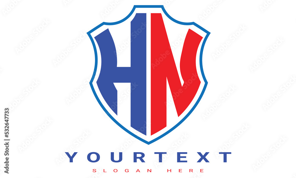 Fototapeta premium HN Two letters shield logo design.