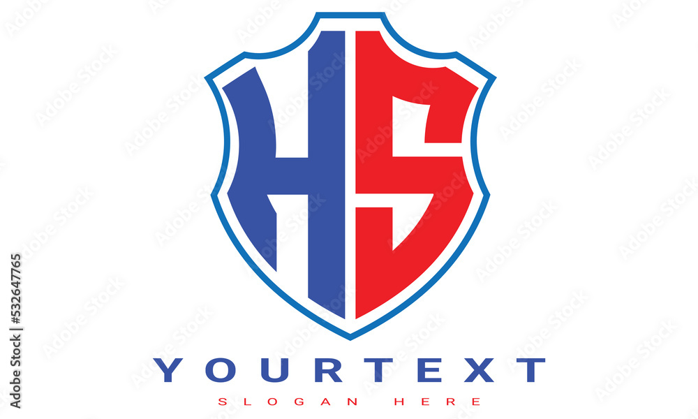 Fototapeta premium HS Two letters shield logo design.