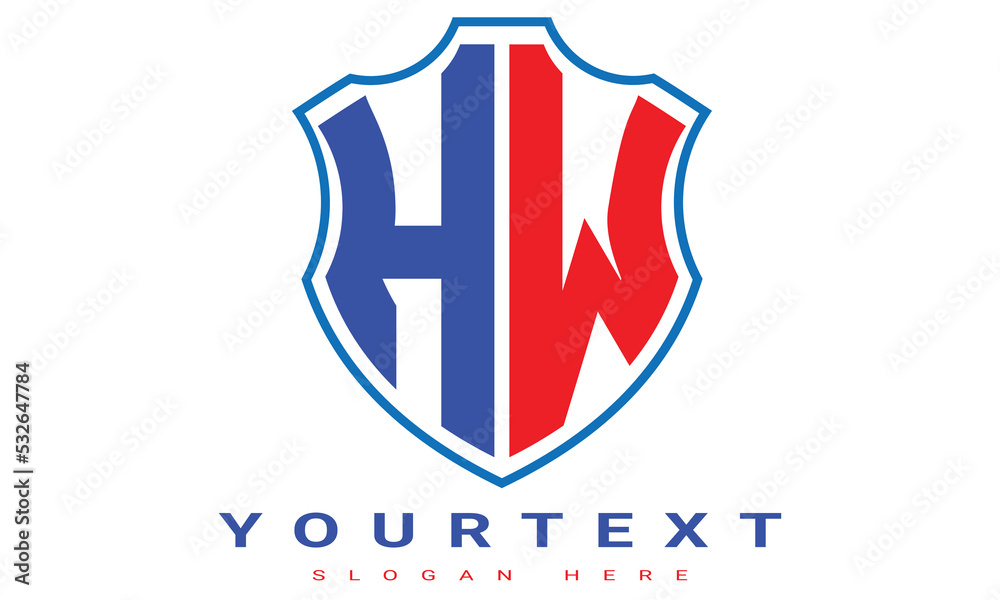 Fototapeta premium HW Two letters shield logo design.