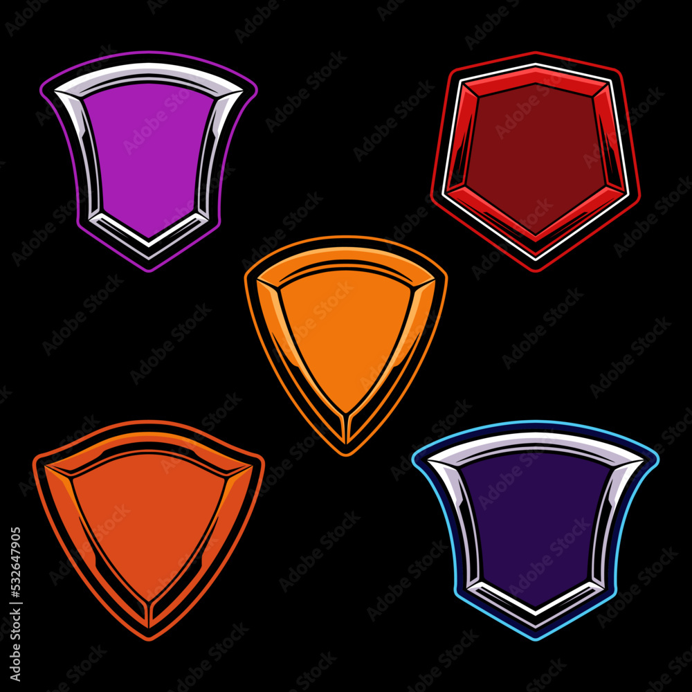Set of shield vector design for esport logo mascot Set of shield vector design for esport logo mascot