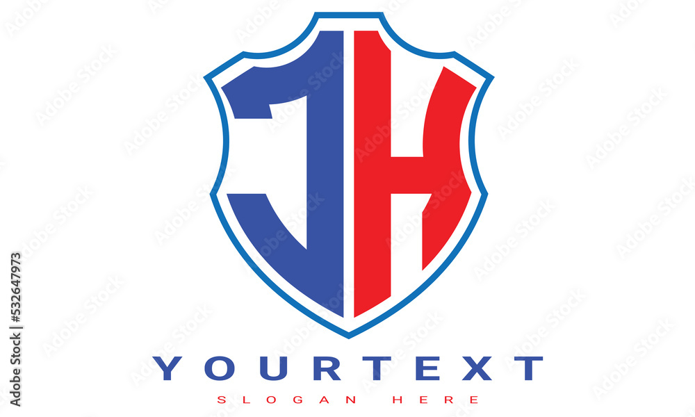 JH Two letters shield logo design.