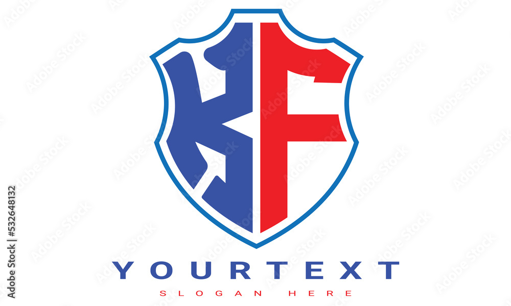 Fototapeta premium KF Two letters shield logo design.