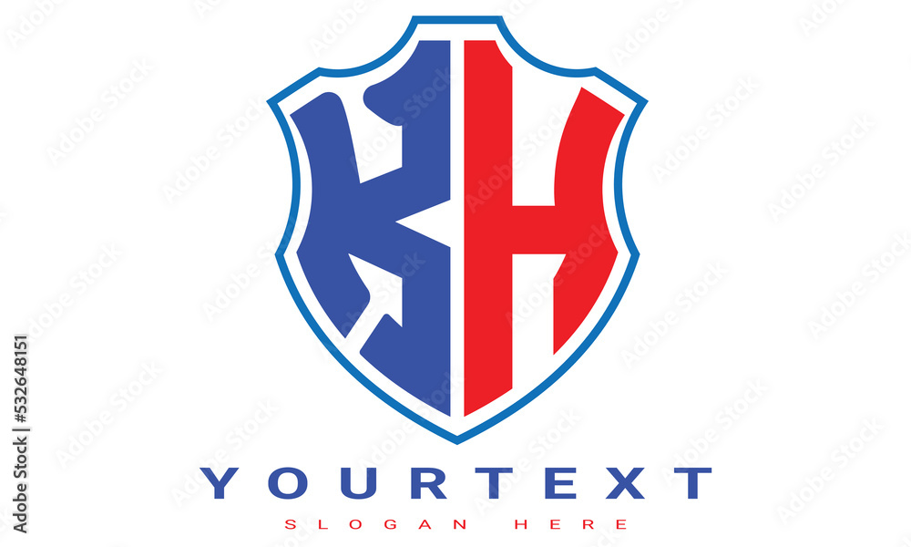 Fototapeta premium KH Two letters shield logo design.