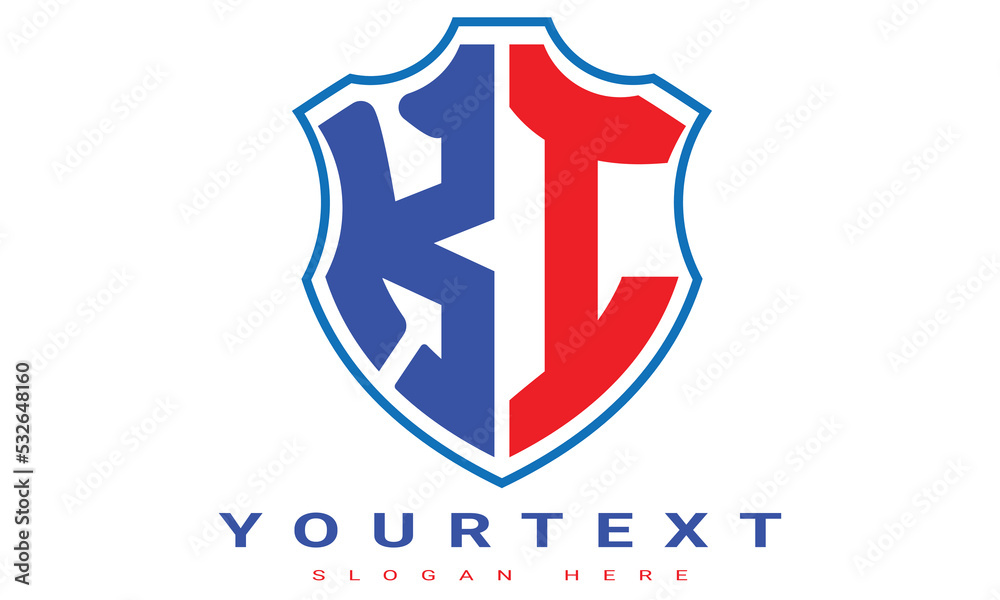Fototapeta premium KI Two letters shield logo design.