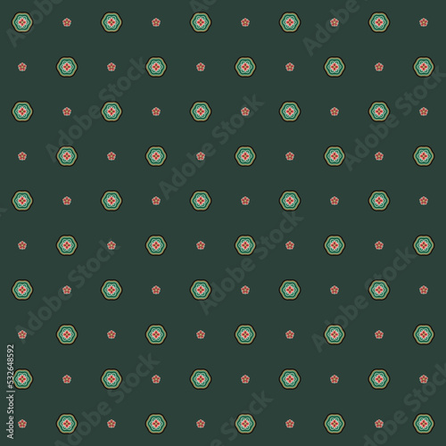 DancheongPattern - Vector illustration of a pattern made up of two floral drawings in a Buddhist temple.