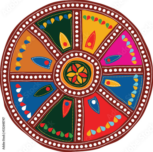 Typical Gujarati colourful patten that shows Gujarati culture.