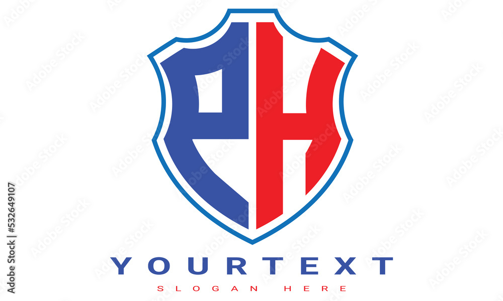 Fototapeta premium PH Two letters shield logo design.