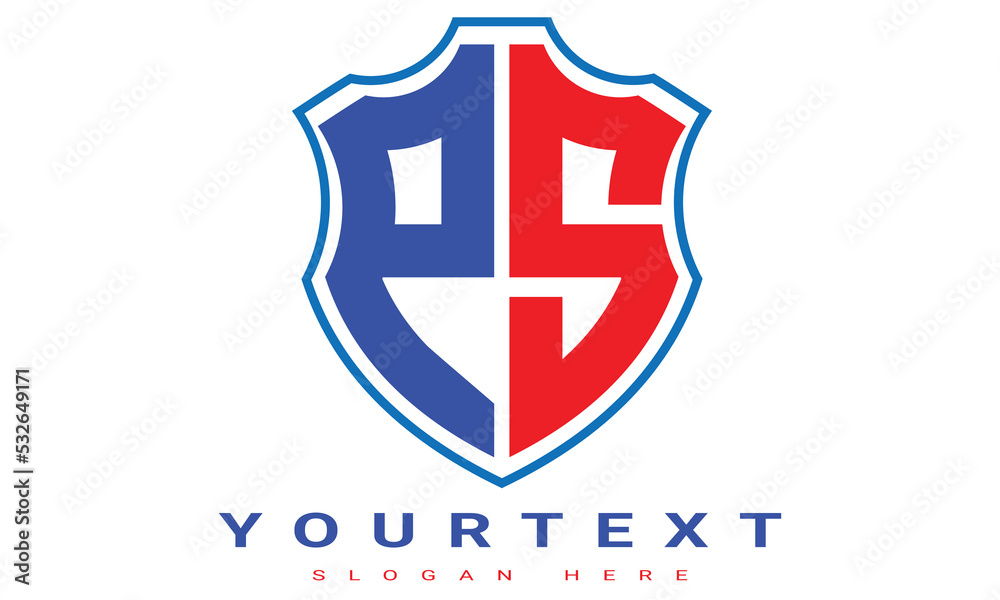 Fototapeta premium PS Two letters shield logo design.