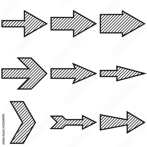 arrows made of diagonal lines in a set