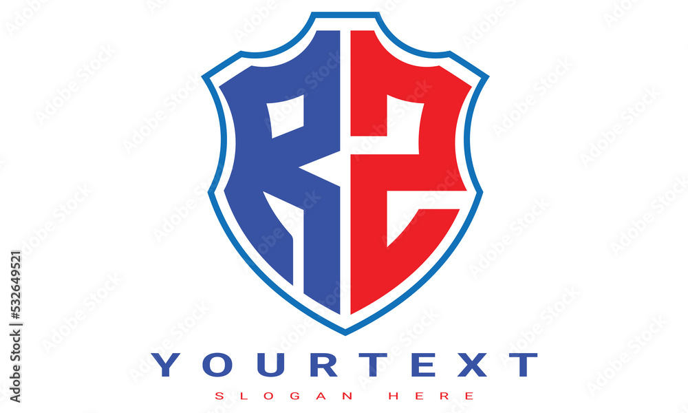 Fototapeta premium RZ Two letters shield logo design.