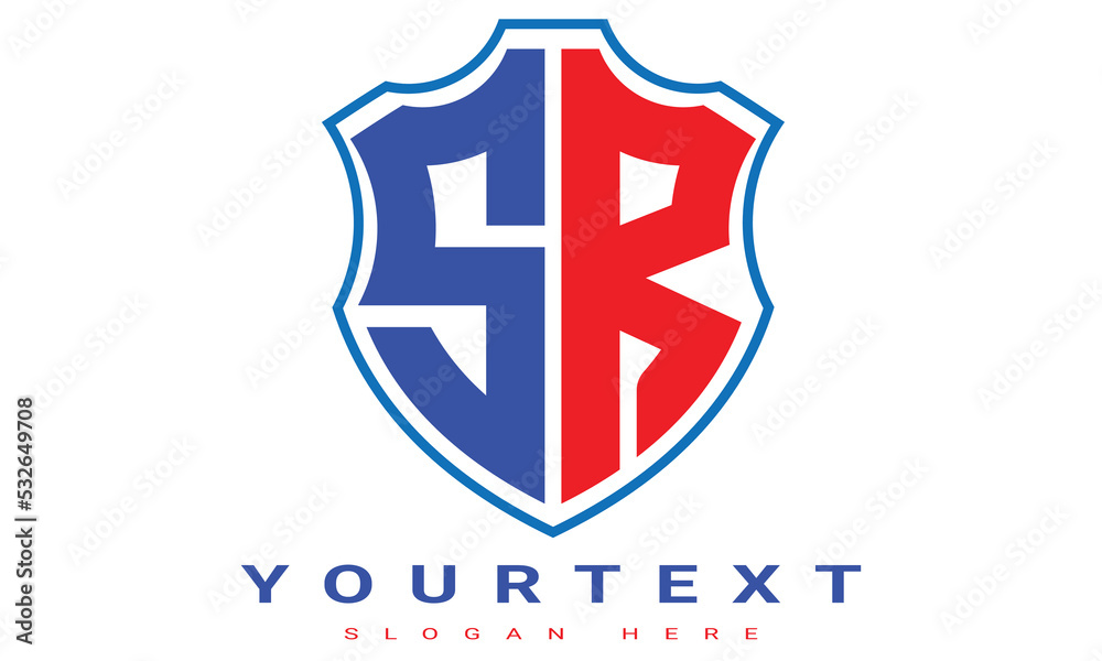 Fototapeta premium SR Two letters shield logo design.