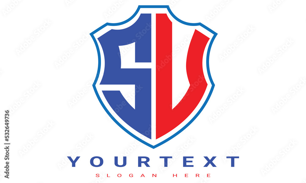 Fototapeta premium SU Two letters shield logo design.