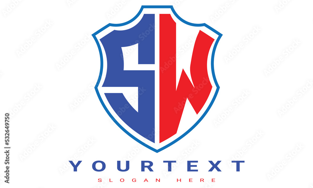 Fototapeta premium SW Two letters shield logo design.