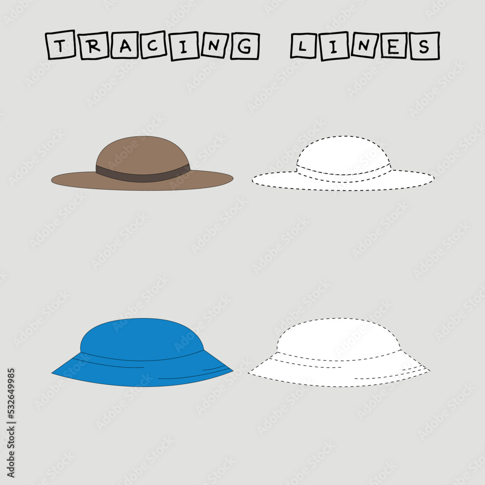 Worksheet for kindergarten and preschool. Tracing lines game Stock ...