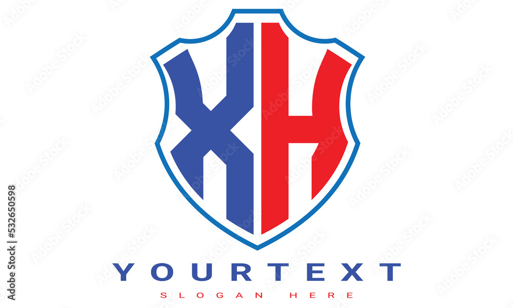Fototapeta premium XH Two letters shield logo design.