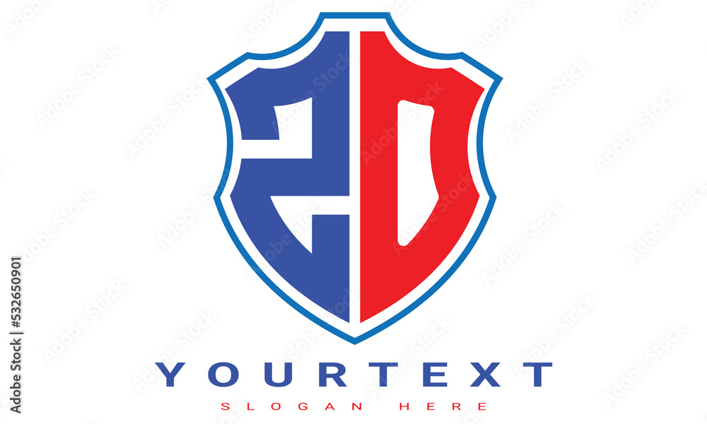Fototapeta premium ZO Two letters shield logo design.