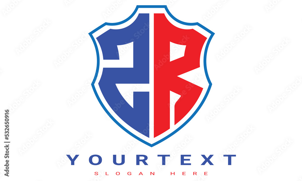 Fototapeta premium ZR Two letters shield logo design.