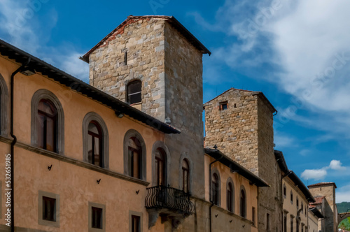 A glimpse of the historic center of Sansepolcro  Arezzo  Italy  in Via Matteotti