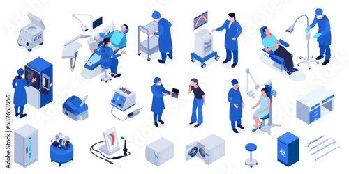 Isometric Dental Equipment Set