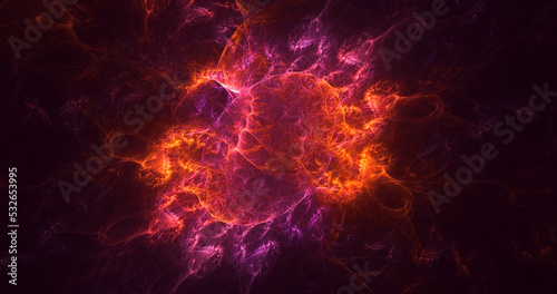 3D rendering abstract valentine red fractal light background