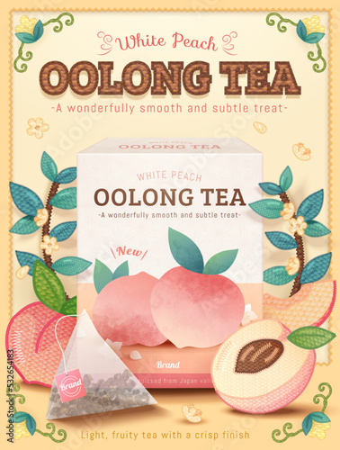 White peach oolong tea ad template