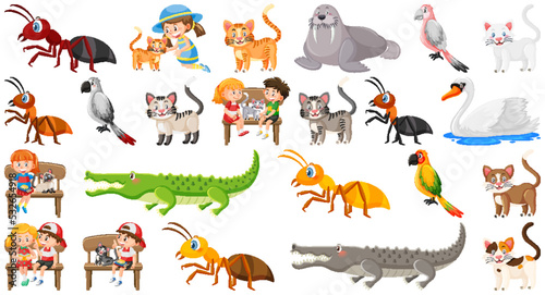 Set of various wild animals in cartoon style © brgfx