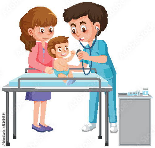 Pediatrician doctor examining baby