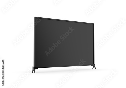 Modern slim plasma TV mockup, Wide television screen mock up on isolated white background, 3d render illustration.