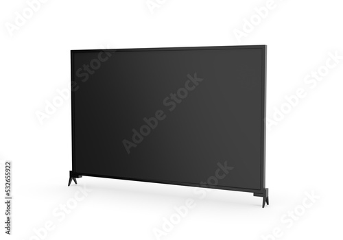 Modern slim plasma TV mockup, Wide television screen mock up on isolated white background, 3d render illustration.