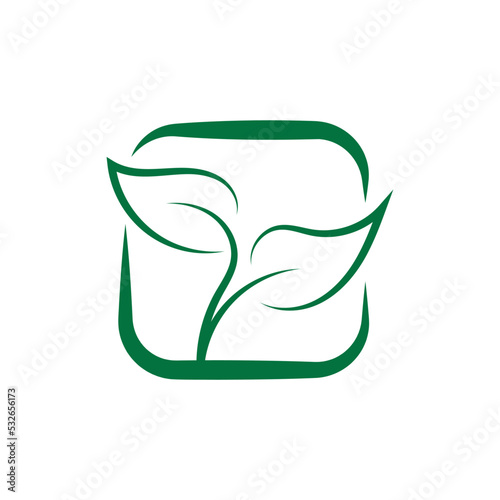 green leaves logotype modern hand drawn style for use the organic shop, ecology company, nature firm, natural product, alternative medicine, green unity, garden, farming, forest, etc.