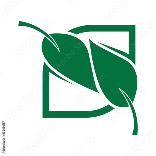 green leaves logotype modern hand drawn style for use the organic shop, ecology company, nature firm, natural product, alternative medicine, green unity, garden, farming, forest, etc.