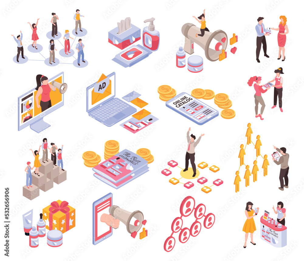 Isometric Network Marketing Set Isometric Network Marketing Set