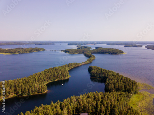 Esker road in Punkaharju in the middle of lake Saimaa, Finland photo