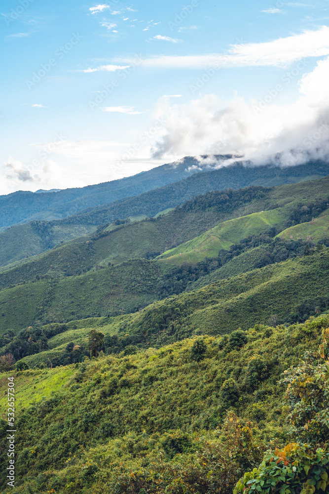Green mountain valley nan thailand,green mountain fields with blue sky