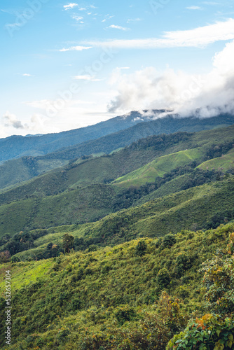 Green mountain valley nan thailand,green mountain fields with blue sky