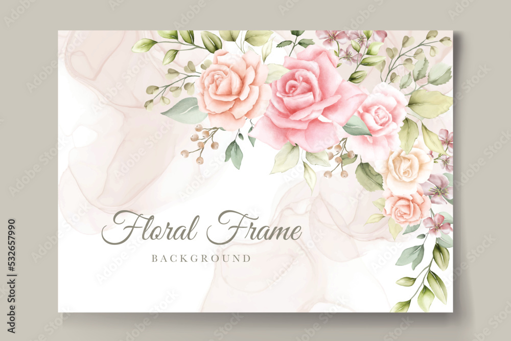 beautiful watercolor roses floral frame 