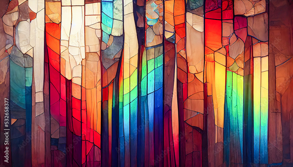 Colorful stained glass window. Abstract stained-glass background. Art