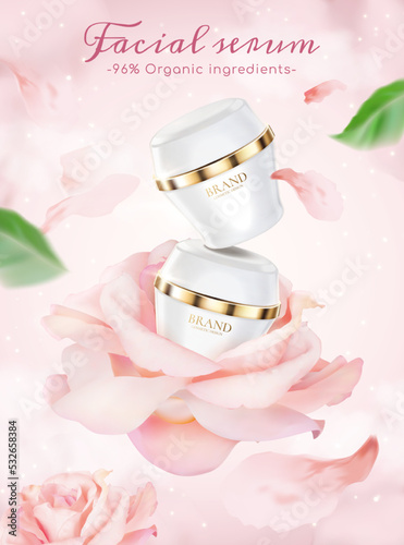 3d rose facial serum ad template